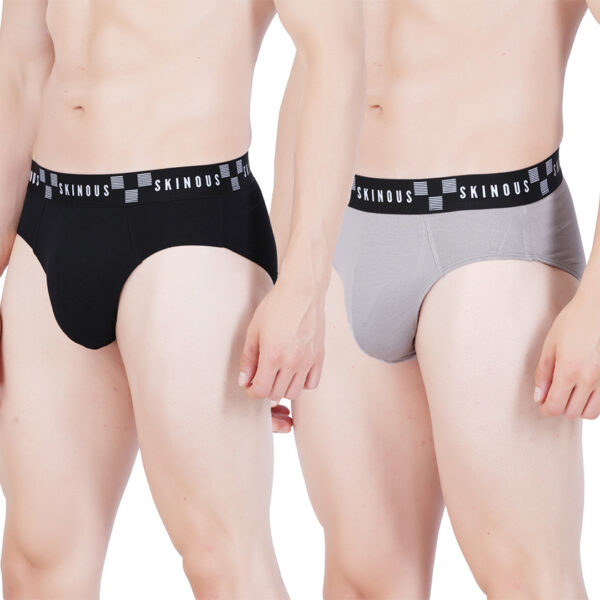 Skinous Brief Ew Black and Grey Regular Fit
