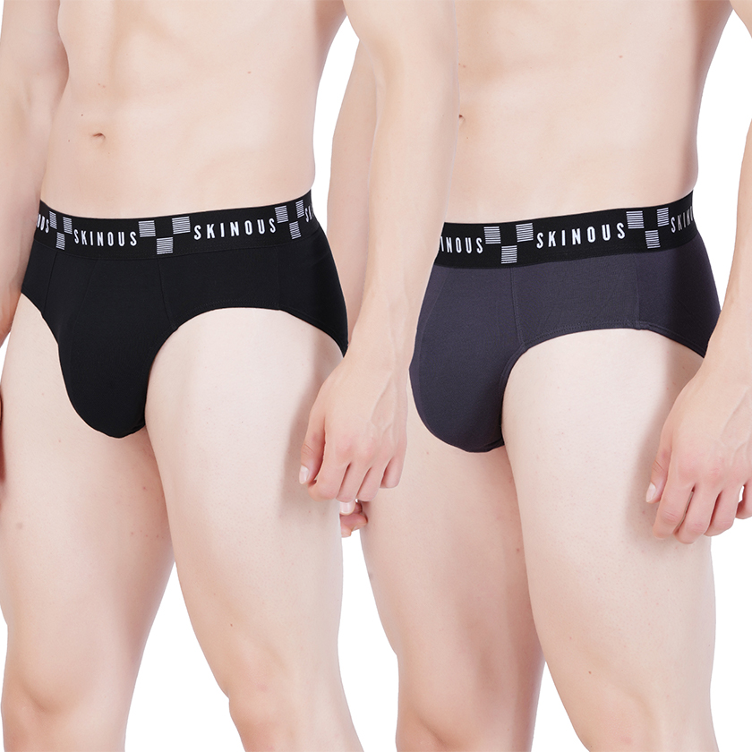 Skinous Brief Ew Black and Gun Metal Combo Cool Fit