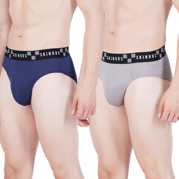 Skinous Brief Ew Grey and Navy Combo Cool Fit